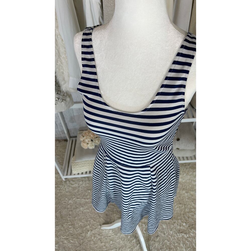 Divided by H&M Women's Size 8 Navy & White Striped Skater Tank Dress #0367 - Picture 4 of 11